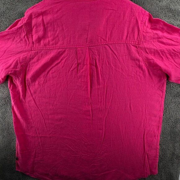 NWOT GAP Linen Rayon Blend Hot Pink Button Up Shirt Long Sleeve Large Ladies - Picture 12 of 12
